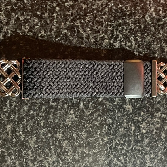 Accessories - Applewatch band Stylish Black Braided with silver accents Stretchy 30mm